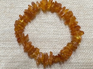 Amber - Elasticated Bracelet - Golden Amber Chip Bead - ( Ref Selected)