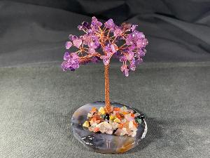 Amethyst Crystal Tree with Agate Slice & Mixed Crystal Gems (REF:CTREE-A9)