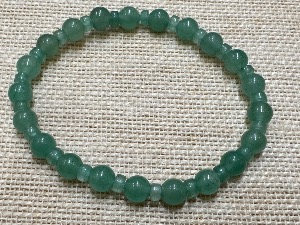 Aventurine - Green Beads  & 'Tyre' Beads - 19cm Elasticated Bracelet (ref SHMB122985)