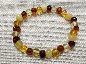 Amber - Elasticated Bracelet - Mixed Colours of Amber - ( Ref Selected)