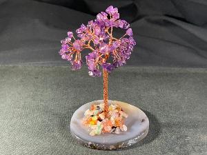 Amethyst Crystal Tree with Agate Slice & Mixed Crystal Gems (REF:CTREE-A12)