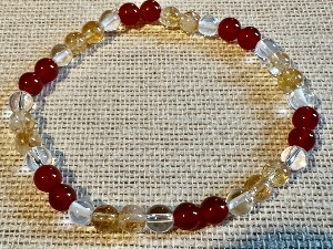 Agate - Red Agate, Quartz & Citrine- Elasticated 19cm Bracelet (SHMB2718) 