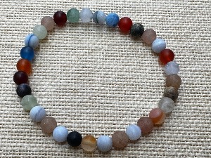 Mixed Frosted 6mm Beads - 19cm Elasticated Bracelet (SHMB122749)