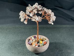 Quartz Crystal Tree in Ceramic Bowl with Mixed Crystal Gems (REF:CTREE-Q16)