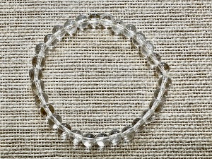 Quartz  (Rock Crystal) - 6mm Beads, 18cm Elasticated Bracelet (refSHMB122875)