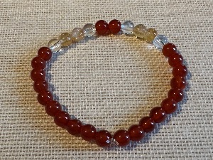 Agate - Red Agate with Quartz & Citrine- Elasticated 18cm (Small) Bracelet (SHMB2716) 