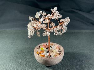 Quartz Crystal Tree in Ceramic Bowl with Mixed Crystal Gems (REF:CTREE-Q17)