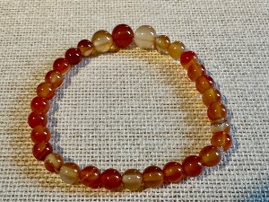 Carnelian - 6mm & 8mm Round Beads - 18cm (Small) Elasticated Bracelet (ref SHMB2719)