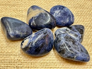 Sodalite - 4g to 10g Tumbled Stone - Dark Blue & White (Selected)